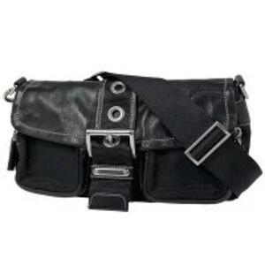 Prada Plate Shoulder Bag Hobo Handbag Nero Black